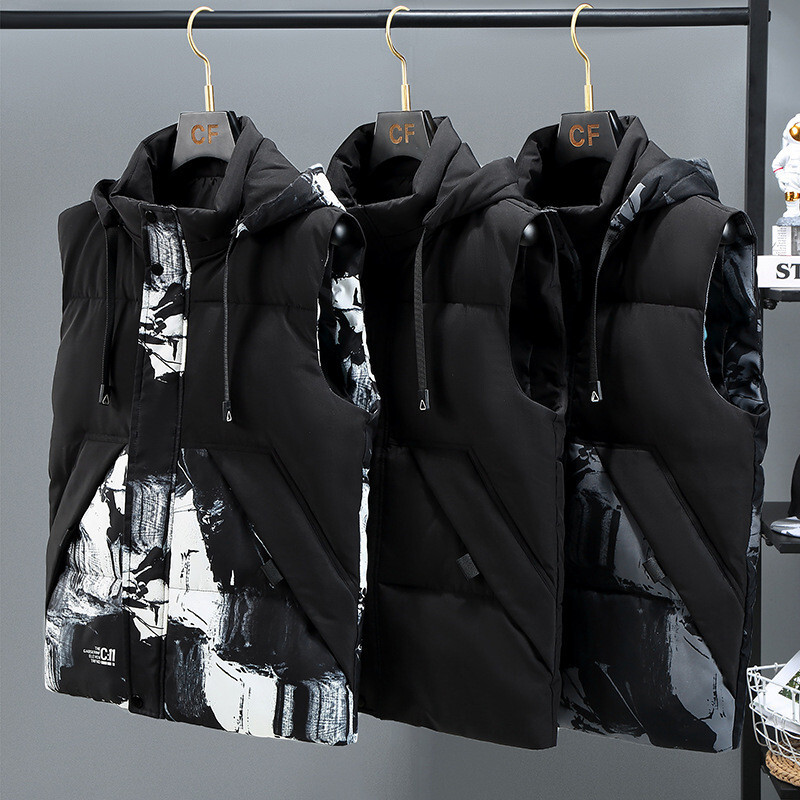 Vyriškas paltas be rankovių, 2024 m. mados plius dydis vyriškas šiltas liemenė medvilninė liemenė vyrų prekės ženklo drabužiai žieminės liemenės striukės