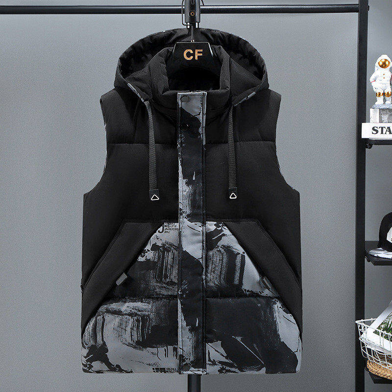 Vyriškas paltas be rankovių, 2024 m. mados plius dydis vyriškas šiltas liemenė medvilninė liemenė vyrų prekės ženklo drabužiai žieminės liemenės striukės
