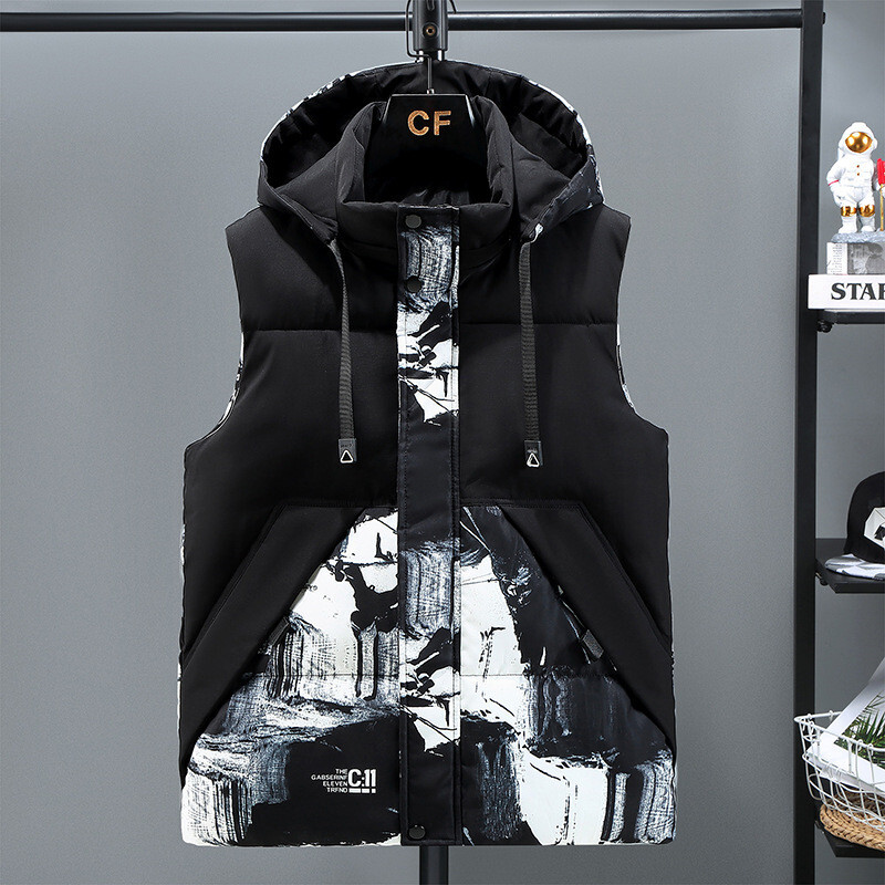 Vyriškas paltas be rankovių, 2024 m. mados plius dydis vyriškas šiltas liemenė medvilninė liemenė vyrų prekės ženklo drabužiai žieminės liemenės striukės