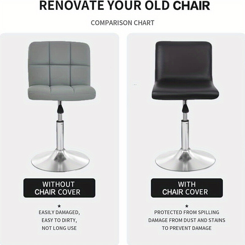 1 vnt. Atsparus vandeniui aliejui ir nešvarumams PU odinis kėdės užvalkalas Nuimamas trumpas nugaros kėdės užvalkalas baro kėdės užvalkalas