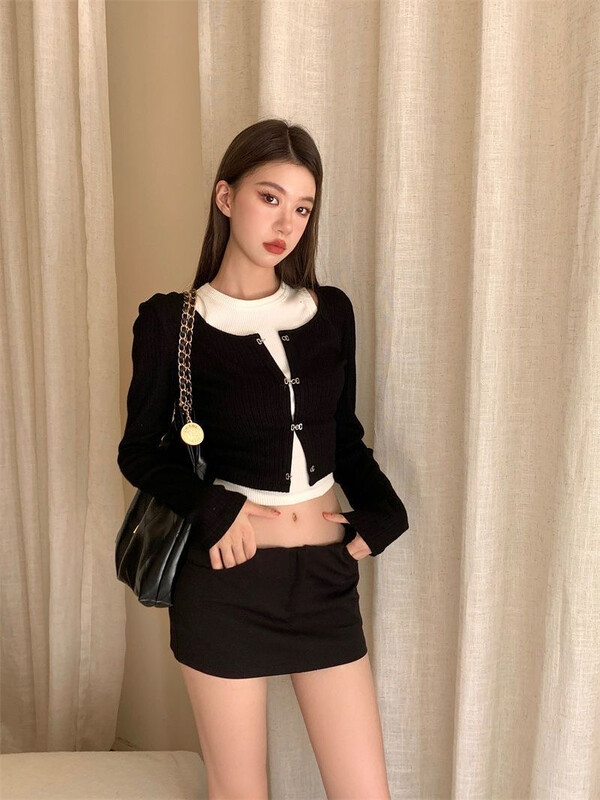 Crop Top Cardigan Top de damă popular cu mâneci Set 2 bucăți Fashion Tank Top ținută Y2k Primăvara Vară recenzii coreene multe haine