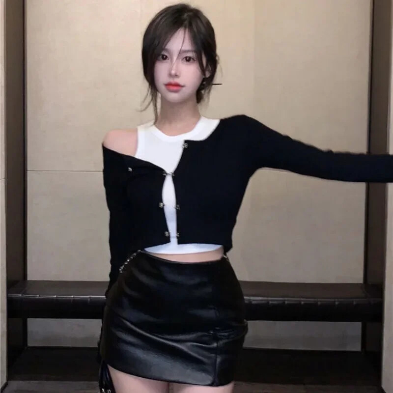 Crop Top Cardigan Top de damă popular cu mâneci Set 2 bucăți Fashion Tank Top ținută Y2k Primăvara Vară recenzii coreene multe haine