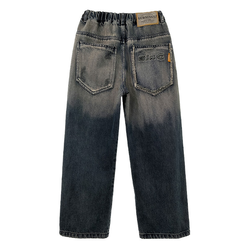 Tinédzserek Fiúk Farmer Új gyerekek széles szárú farmer nadrág gyerekeknek bő zsebek nadrágok tavasz ősz 4 6 8 10 11 12 13 14 év