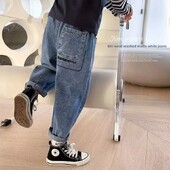 Primăvara 2024 Noua colecție de pantaloni pentru copii, colecția de toamnă, blugi băieți, îmbrăcăminte la modă pentru băieți.