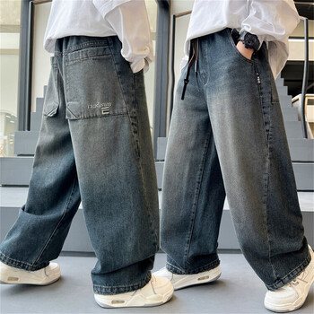 H81168 Κορεατική έκδοση Boys Street Dance Jeans Wide Leg Παντελόνι Παιδικά Φοιτητικά Παιδικό Τζιν Τζιν ίσιο παντελόνι