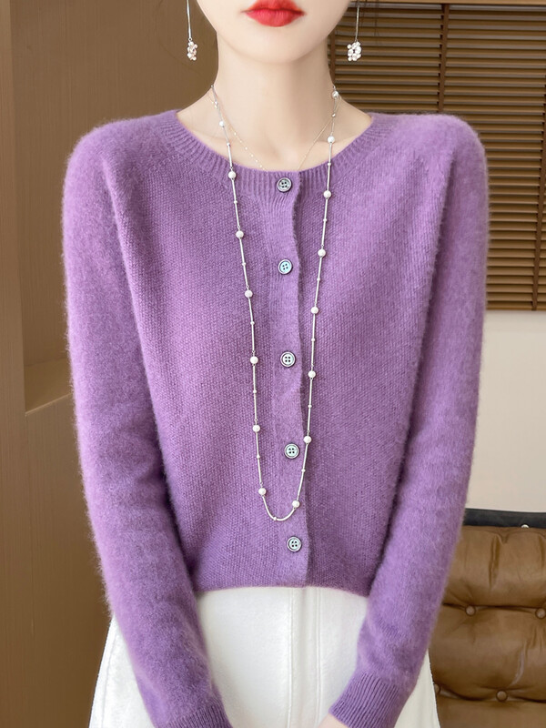 Moteriškas kašmyro megztinis 100 % merino vilnos megztas megztinis rudens žiemos trikotažas O formos kakleliu moteriškas vienspalvis laisvalaikio mados viršus