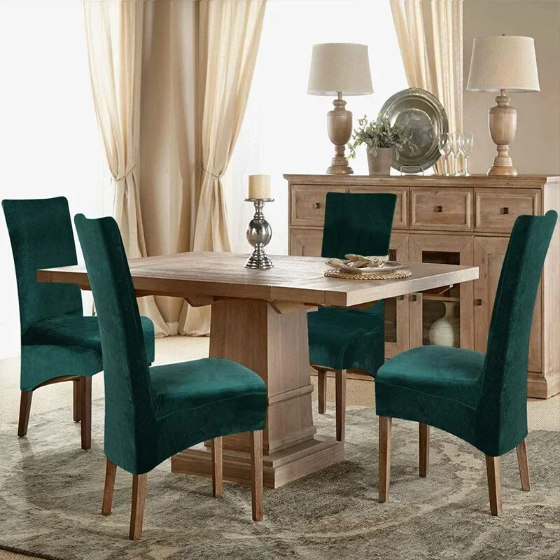 1 bucăți husă pentru scaun cu spate lung, catifea, spandex, husă pentru scaun de sufragerie, husă mare elastică, elastică, pentru husă scaun de banchet de bucătărie