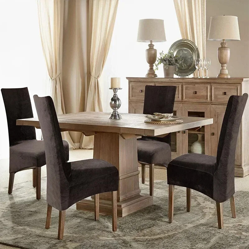 1 bucăți husă pentru scaun cu spate lung, catifea, spandex, husă pentru scaun de sufragerie, husă mare elastică, elastică, pentru husă scaun de banchet de bucătărie