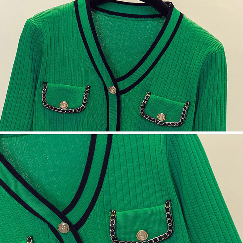 Sieviešu džemperis ar V kakla izgriezumu korejiešu modes stils Elegants trikotāža Pavasara šiks vintage slaids džemperis ar garām piedurknēm