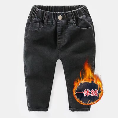 Fiú farmernadrág 2024 tavaszi és őszi új stílusú Western stílusú gyerek elasztikus farmernadrág fiúk plüss, vékony nadrággal