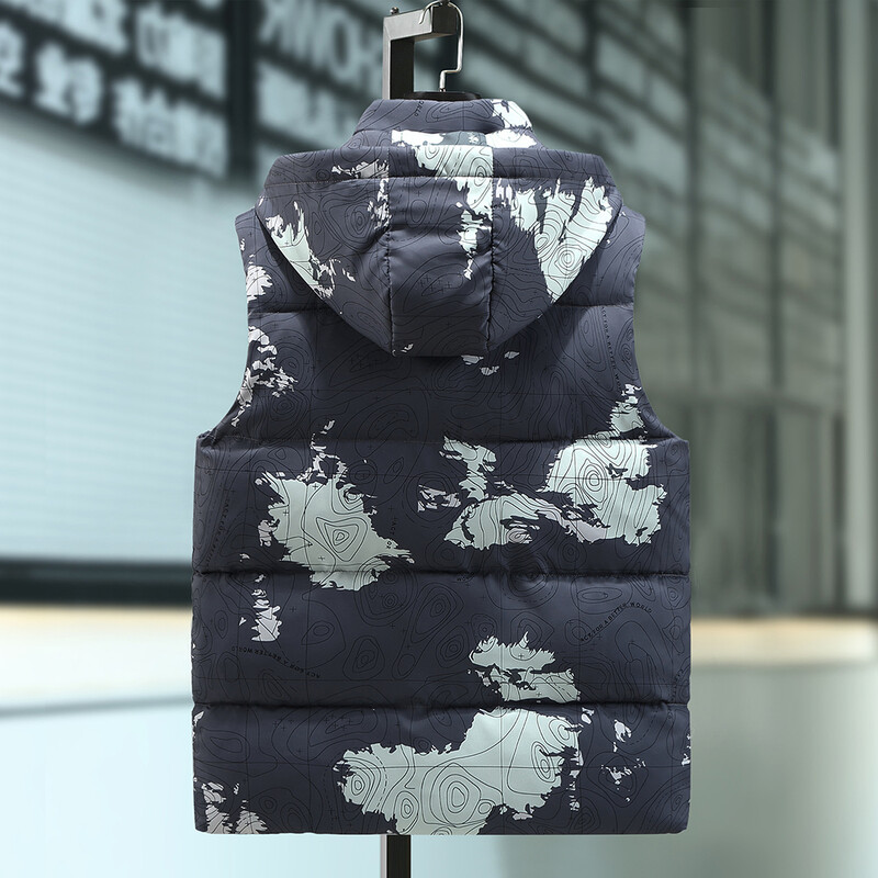 Mărime mare 8XL pentru bărbați, camuflaj, vestă îngroșată, iarnă, caldă, fără mâneci, vestă ocazională pentru bărbați, haină de lucru.