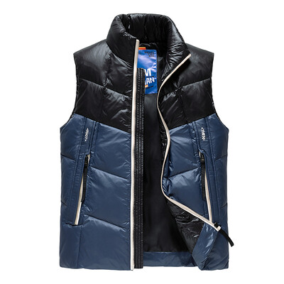 Téli tollmellények Férfi Állógallér 90% Kacsatoll Mellények Patchwork Meleg Ujjatlan Mellény Masszív Homme Parkas Férfi Ruházat