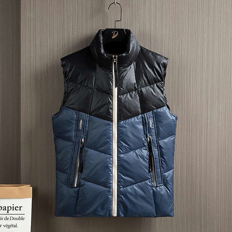 Téli tollmellények Férfi Állógallér 90% Kacsatoll Mellények Patchwork Meleg Ujjatlan Mellény Masszív Homme Parkas Férfi Ruházat