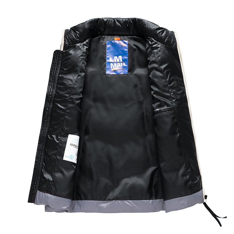 Téli tollmellények Férfi Állógallér 90% Kacsatoll Mellények Patchwork Meleg Ujjatlan Mellény Masszív Homme Parkas Férfi Ruházat