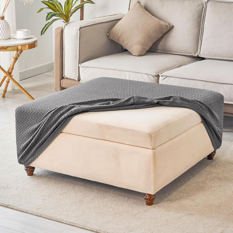 T formos žakardo kvadratinis taburetės užvalkalas Osmanų išmatų užvalkalas Elastingas sofos kojų atramos užvalkalas, skirtas svetainės biuro namų dekoravimui