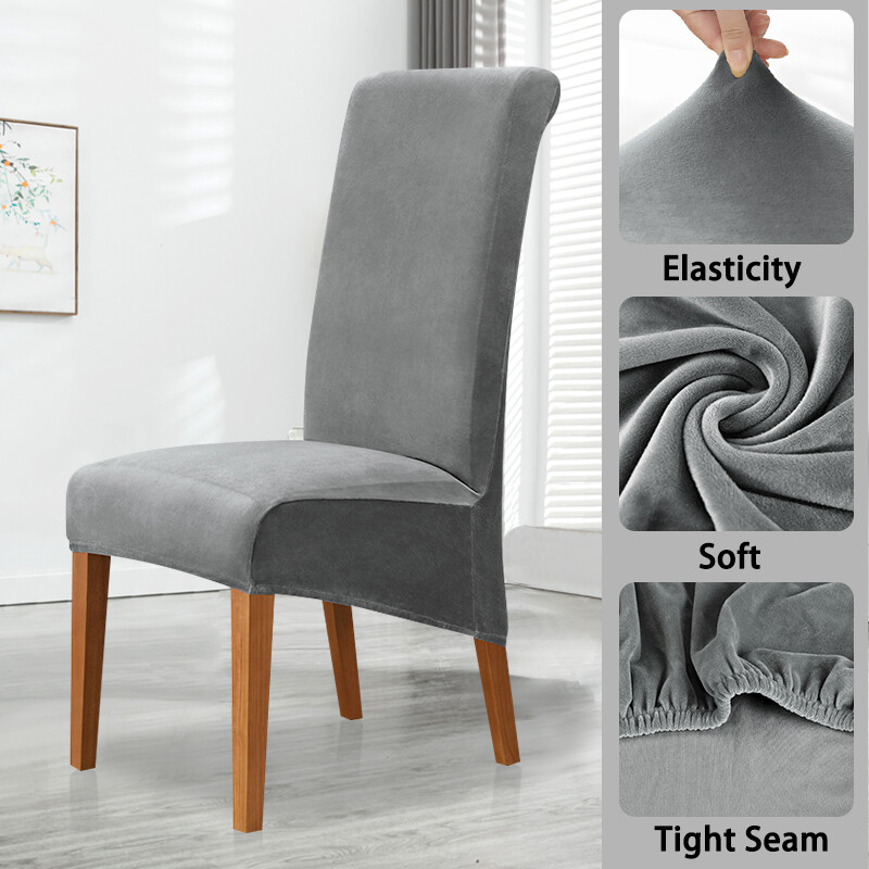 Husă pentru scaun din catifea, supradimensionată, cu spate lung, din spandex, pentru scaun de luat masa, husă mare elastică, elastică, pentru banchet de bucătărie de acasă
