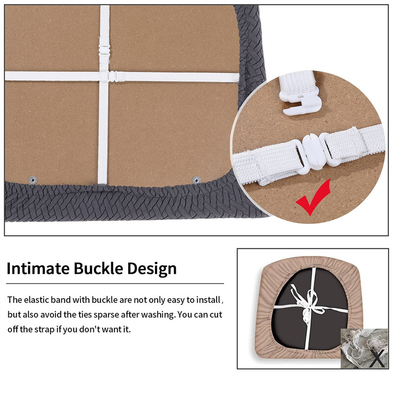 Olanly étkezőszék huzatok Ülés tartós, sztreccs jacquard étkezőszék huzatok Ülésvédő csat étkezőszék párnához