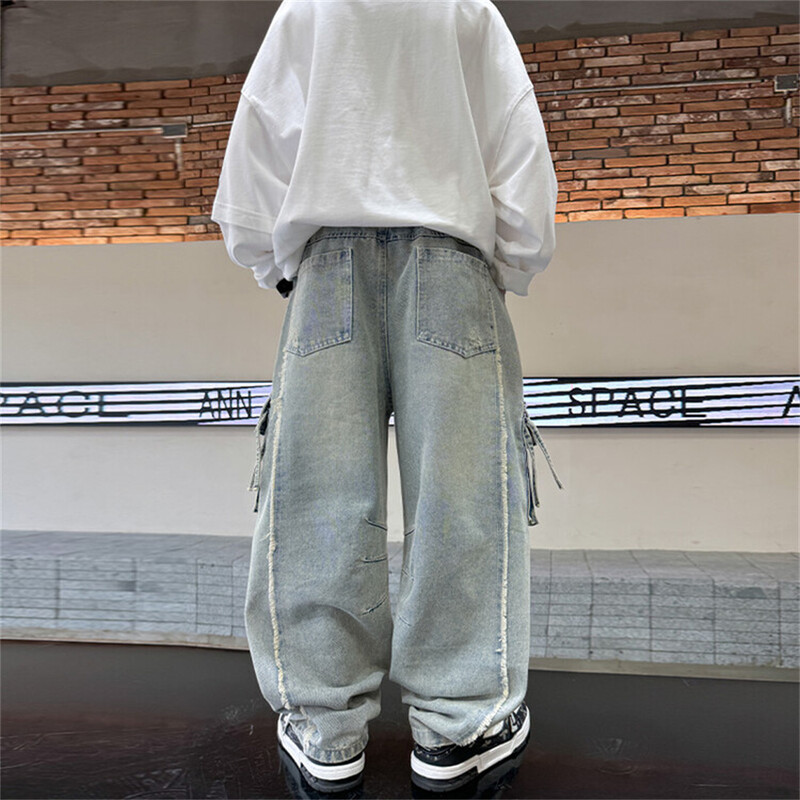 K27 Koreai fiúfarmerek Változata fiúknak Street Dance Jeans Fiú farmernadrágok gyerek oldalzsebek gyerek farmer nadrágok