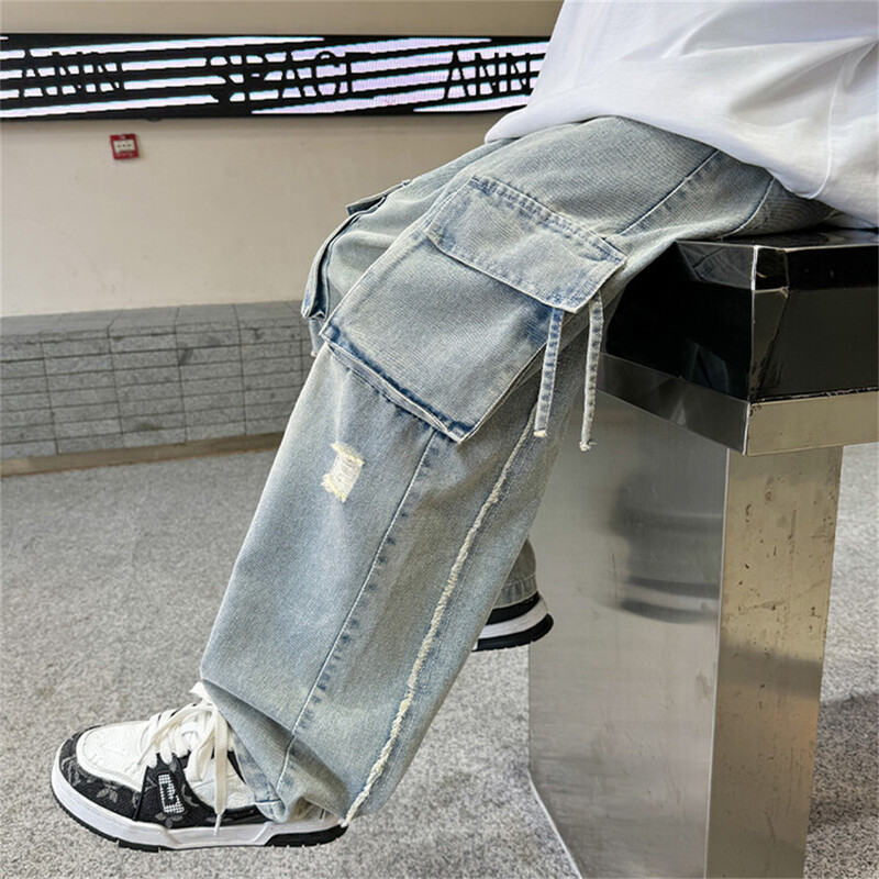 K27 Koreai fiúfarmerek Változata fiúknak Street Dance Jeans Fiú farmernadrágok gyerek oldalzsebek gyerek farmer nadrágok