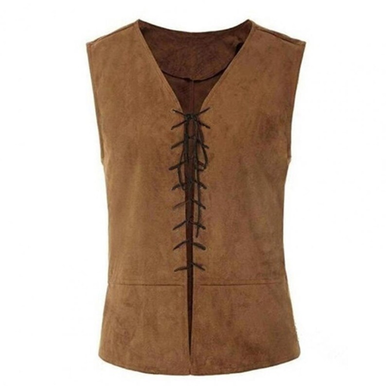 Vintage férfi kalózmellény Középkori fűzős, ujjatlan cosplay-előadás halloweni parti szerepjáték táska