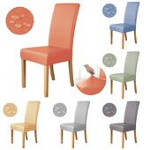 Husă pentru scaun din piele PU, 1 bucată, impermeabilă, rezistentă la ulei, pentru scaune de luat masa, elastică, de culoare solidă, pentru sufragerie, bucătărie, acasă