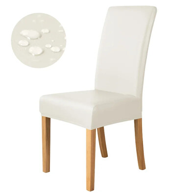 Husă pentru scaun din piele PU, 1 bucată, impermeabilă, rezistentă la ulei, pentru scaune de luat masa, elastică, de culoare solidă, pentru sufragerie, bucătărie, acasă