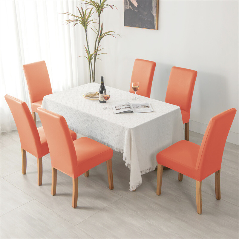 Husă pentru scaun din piele PU, 1 bucată, impermeabilă, rezistentă la ulei, pentru scaune de luat masa, elastică, de culoare solidă, pentru sufragerie, bucătărie, acasă