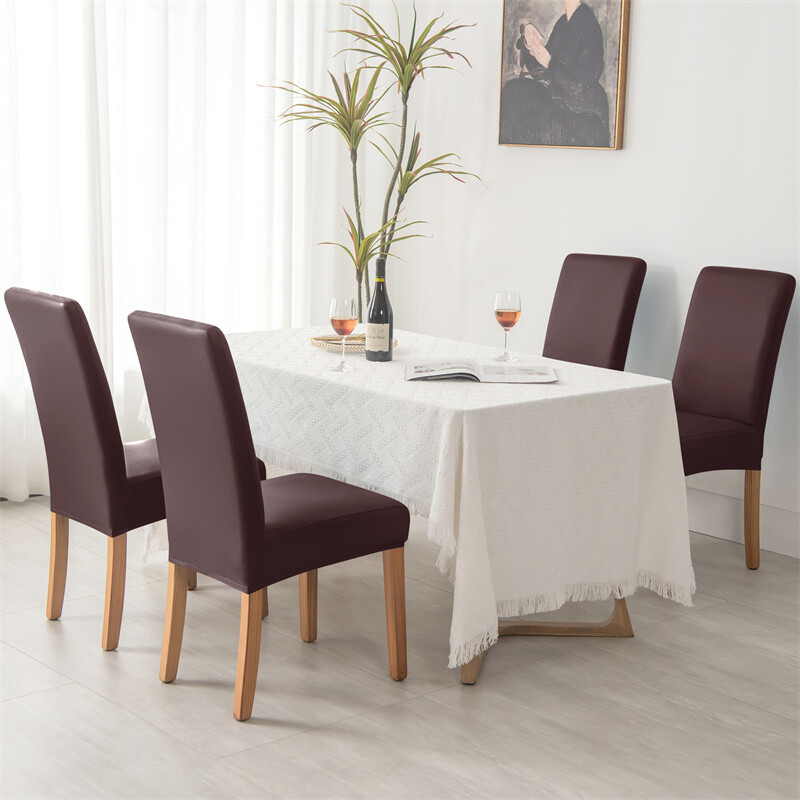 Husă pentru scaun din piele PU, 1 bucată, impermeabilă, rezistentă la ulei, pentru scaune de luat masa, elastică, de culoare solidă, pentru sufragerie, bucătărie, acasă