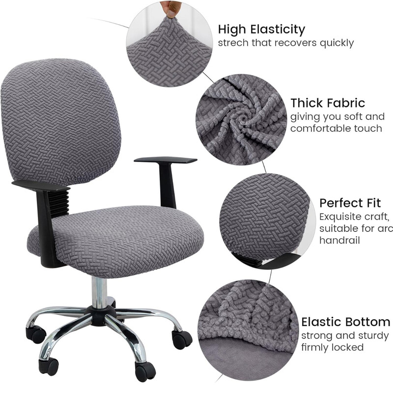 Jacquard Stretch biroja krēsla pārvalks datora krēsla pārvalks Universāls rotējošs biroja krēsla pārvalka aizsargs