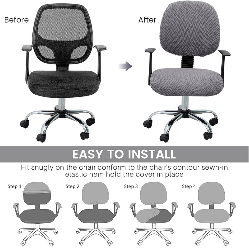 Jacquard Stretch biroja krēsla pārvalks datora krēsla pārvalks Universāls rotējošs biroja krēsla pārvalka aizsargs