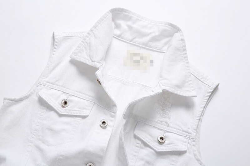 Ljetni muški poderani traper prsluk Muška majica bez rukava Isprane traperice Prsluk Muška retro kaubojska hip hop bijela jakna bez rukava