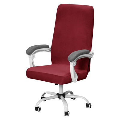 Egyszínű bársony irodai székhuzatok Porálló puha számítógépes fotelvédő magas háttámla üléshuzat tanulóirodához