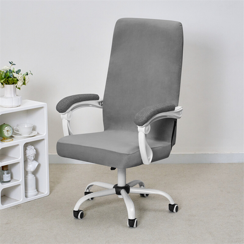 Egyszínű bársony irodai székhuzatok Porálló puha számítógépes fotelvédő magas háttámla üléshuzat tanulóirodához