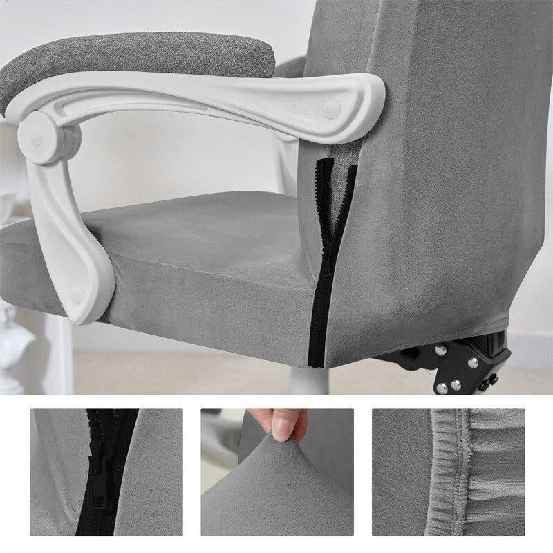 Egyszínű bársony irodai székhuzatok Porálló puha számítógépes fotelvédő magas háttámla üléshuzat tanulóirodához