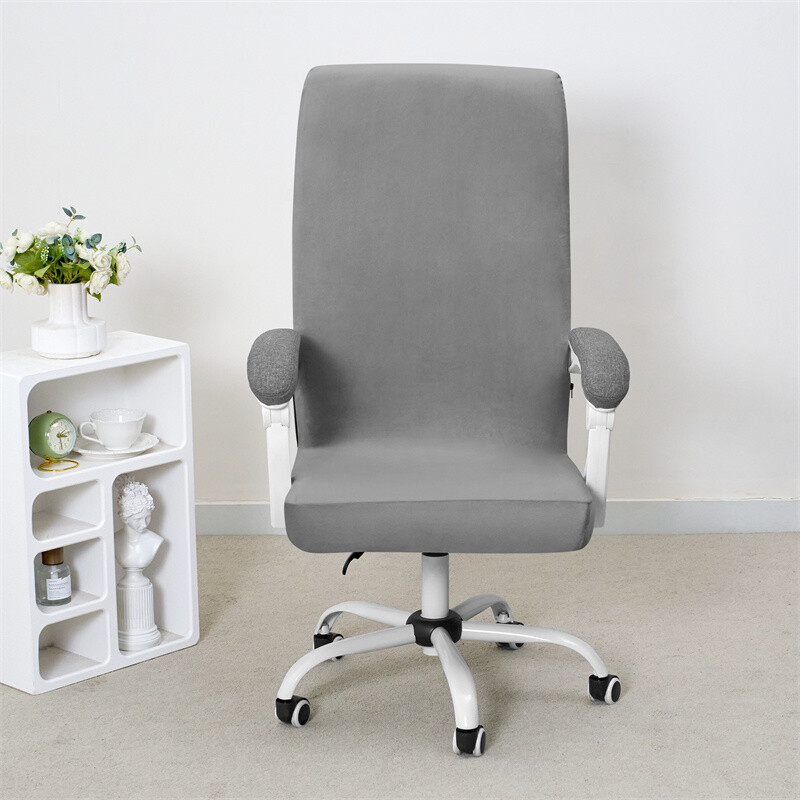 Egyszínű bársony irodai székhuzatok Porálló puha számítógépes fotelvédő magas háttámla üléshuzat tanulóirodához