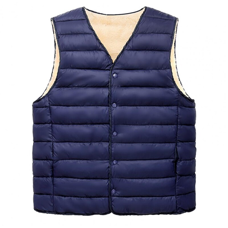 Téli apa mellény párnázott plüss tömör, egysoros, ujjatlan hidegálló felsőruházat, nagy méretű pamutmellény kültéri használatra