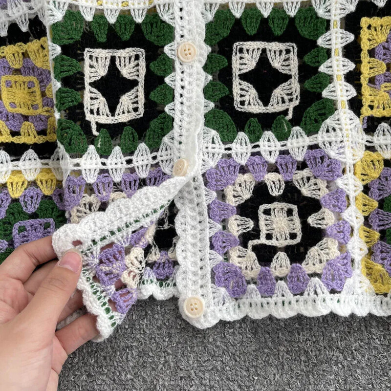 Indie folk kardigánok nőknek Őszi horgolt virágos, hosszú ujjú, V-nyakú pulóverek, egysoros, elegáns női kardigán