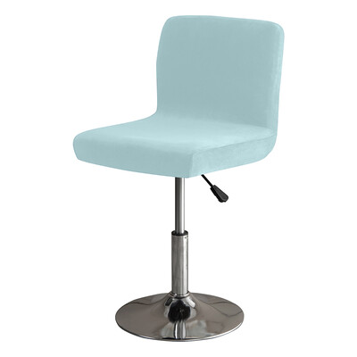 Huse pentru scaun de bar din catifea groasă Huse pentru scaune rotative din pluș de culoare solidă Huse pentru scaune din spandex elastice cu spate jos, albastru