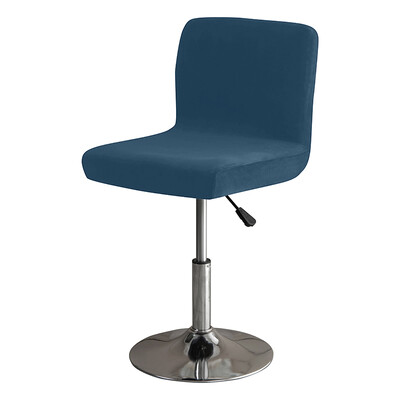 Huse pentru scaun de bar din catifea groasă Huse pentru scaune rotative din pluș de culoare solidă Huse pentru scaune din spandex elastice cu spate jos, albastru
