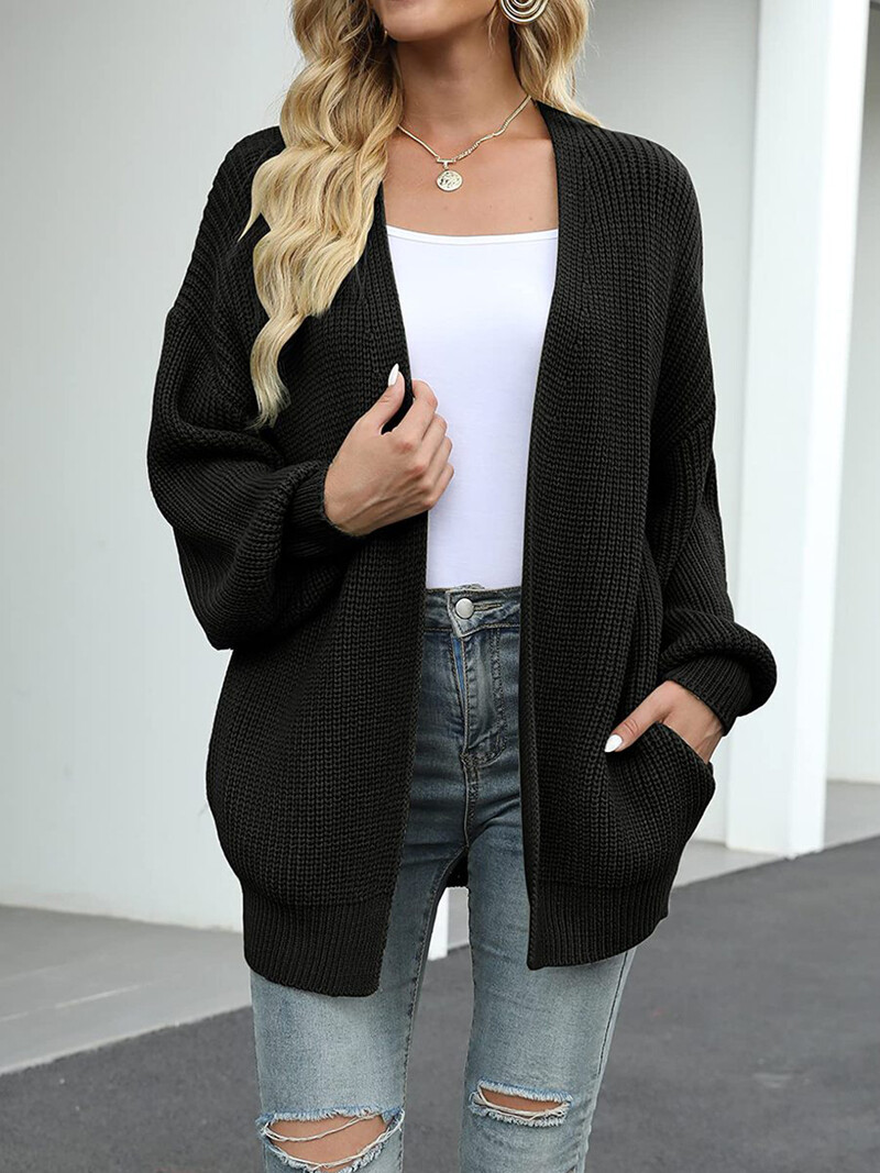 Aoaiiys tricotat cardigan femei pulovere mânecă lanternă îmbrăcăminte exterioară lejer casual 2024 toamna iarnă modă cardigan cald pentru femei