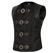 Vyriškas kostiumas Gilet Homme juodo diržo sagtis ir suvarstoma liemenė be rankovių liemenė Viktorijos laikų gotikos senovinė korseto liemenė Steampunk liemenė