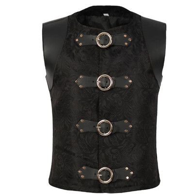 Vyriškas kostiumas Gilet Homme juodo diržo sagtis ir suvarstoma liemenė be rankovių liemenė Viktorijos laikų gotikos senovinė korseto liemenė Steampunk liemenė