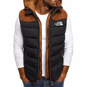 Muški prsluk kaput topla jakna bez rukava s kapuljačom zimska vodootporna jakna s patentnim zatvaračem jesenska samostojeća kragna sa šivanim prslukom odjeća marke