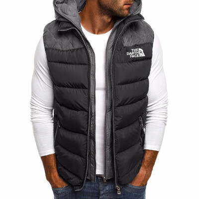 Muški prsluk kaput topla jakna bez rukava s kapuljačom zimska vodootporna jakna s patentnim zatvaračem jesenska samostojeća kragna sa šivanim prslukom odjeća marke