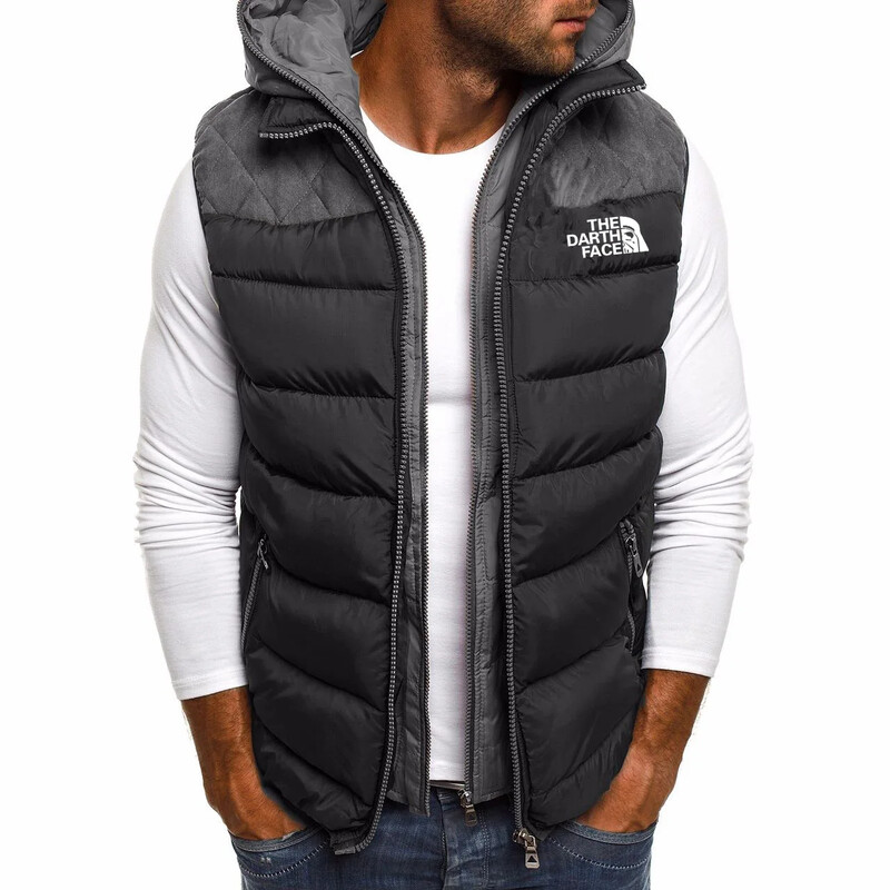 Muški prsluk kaput topla jakna bez rukava s kapuljačom zimska vodootporna jakna s patentnim zatvaračem jesenska samostojeća kragna sa šivanim prslukom odjeća marke