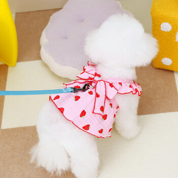 Pet Dog Strawberry Dress 2024 Дрехи за кучета Сладка пола с лък Летен костюм за кученце Чихуахуа Облекло за френски булдог Котка Куче Бански