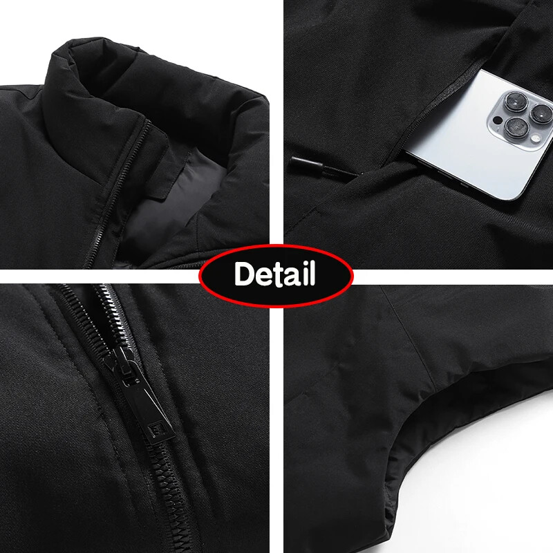 2024 új férfi téli ujjatlan, meleg álló gallér mellény Férfi őszi színben passzoló kültéri szélálló, alkalmi divat mellény Férfi kabát