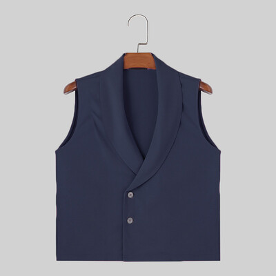 INCERUN Felsők 2024 Amerikai Stílus Stílusos Új Férfi Solid Alkalmi Mellények Divatos Utcai ruházat Személyes Ujjatlan Mellények S-5XL