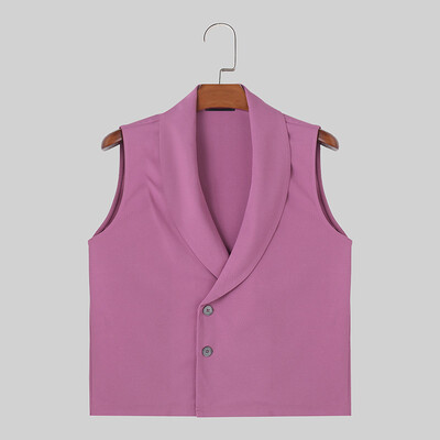 INCERUN Felsők 2024 Amerikai Stílus Stílusos Új Férfi Solid Alkalmi Mellények Divatos Utcai ruházat Személyes Ujjatlan Mellények S-5XL