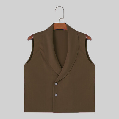 INCERUN Felsők 2024 Amerikai Stílus Stílusos Új Férfi Solid Alkalmi Mellények Divatos Utcai ruházat Személyes Ujjatlan Mellények S-5XL